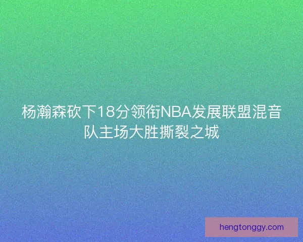 杨瀚森砍下18分领衔NBA发展联盟混音队主场大胜撕裂之城
